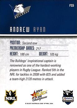 2009 Select NRL Champions - Foiled Signature #FS5 Andrew Ryan Back